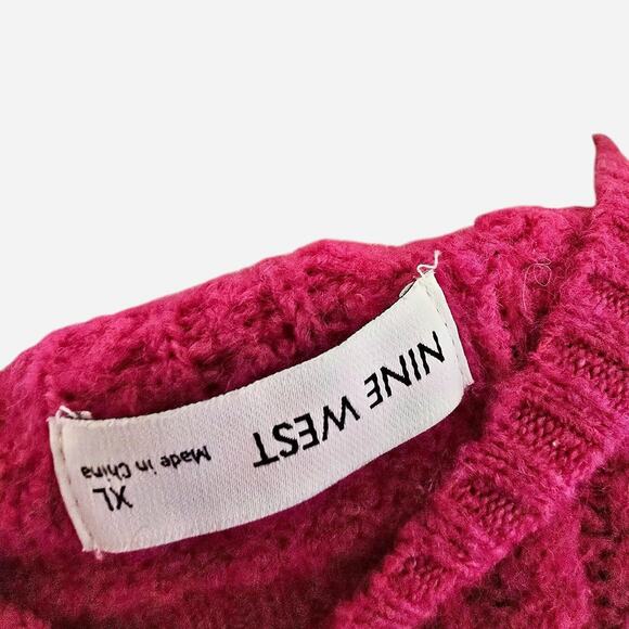 Nine West Pink Knit Sweater XL | Silver Beaded Striped Detail - Picture 4 of 4